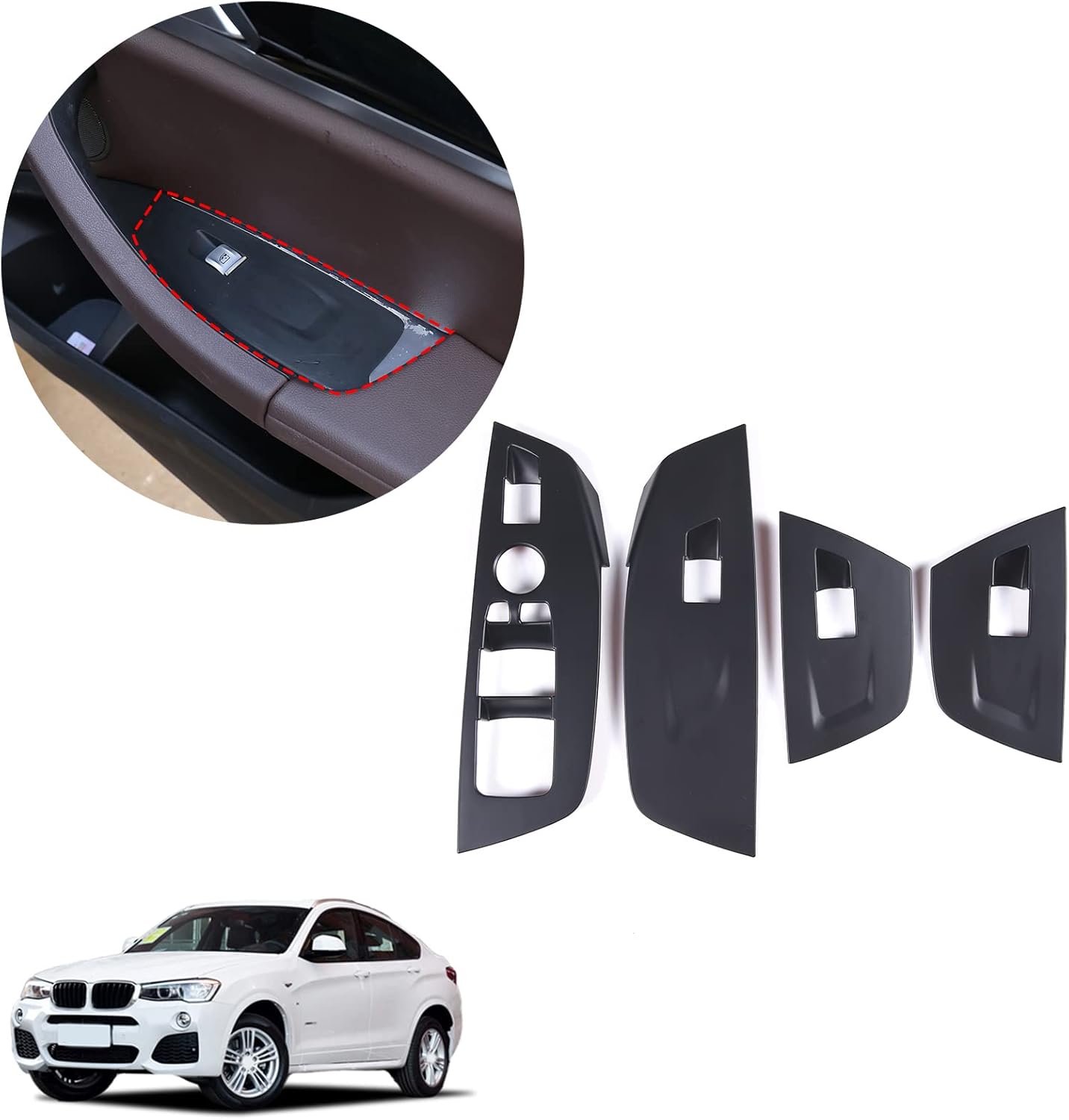 HAPPYHORSE Car Window Lift Switch Button Cover Trim for BMW X3 X4 G01 G02 2018 2019 2020 fit Left Hand Drive (Matte Black)