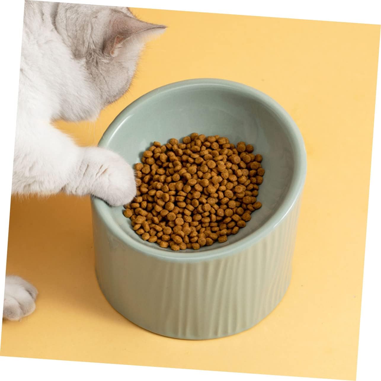 POPETPOP 1pc Elevated Pet Feeder Bowl for Cats and Dogs Ceramic Food and Water Dish Ergonomic Design for Easy Eating Capacity