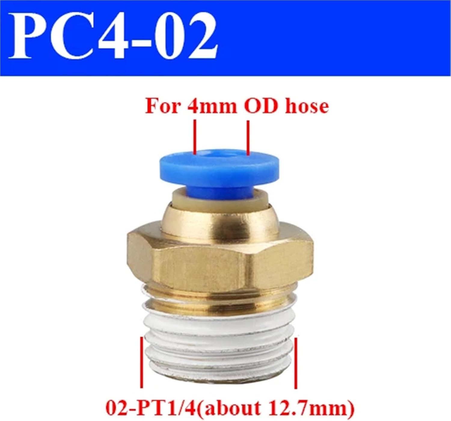 PC Pneumatic Fitting Quick Connector 4mm 6mm 8mm 10mm 12mm Thread 1/8 1/4 3/8 1/2 1Pcs(PC4-01)