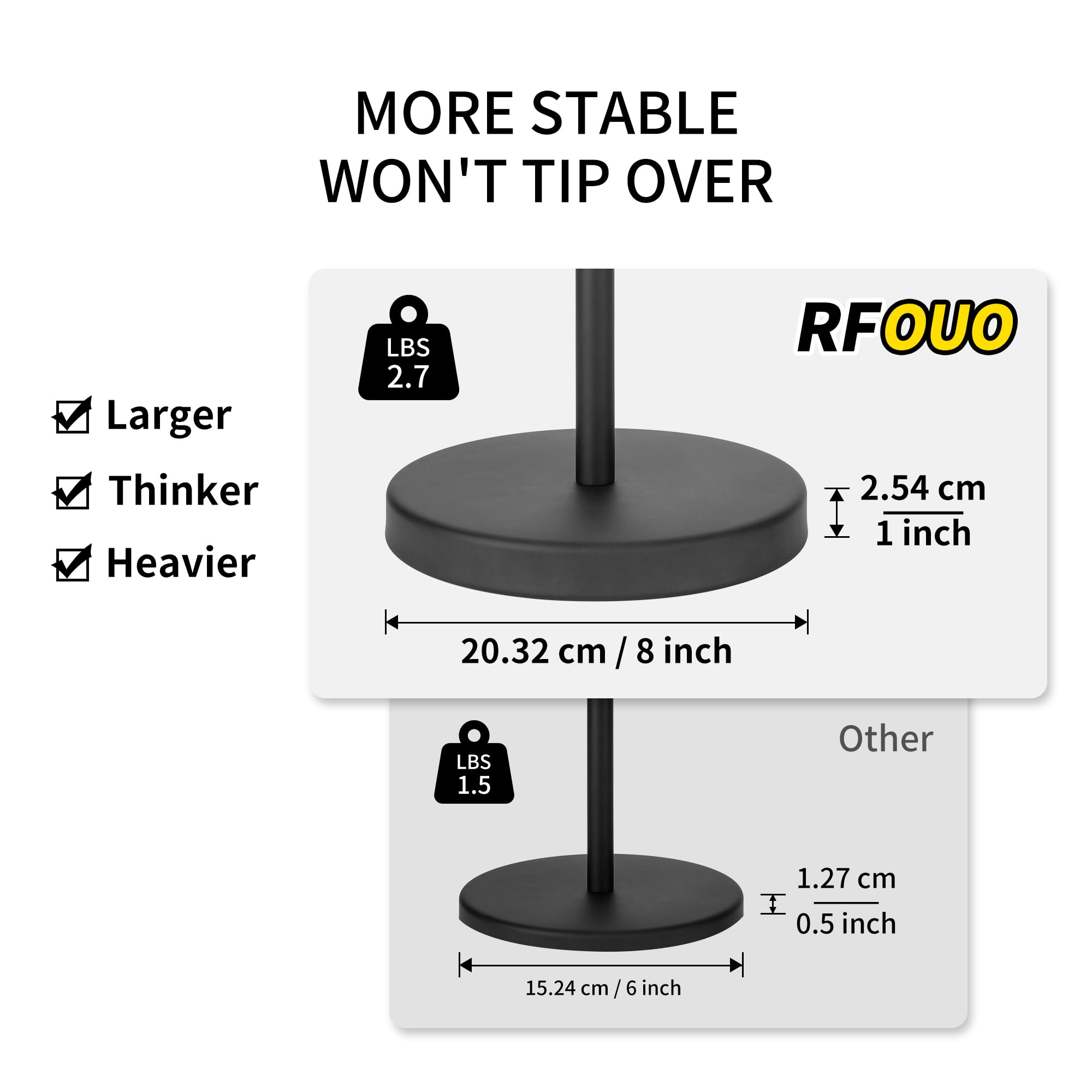 Matte Black Toilet Paper Holder Stand 1 pc - Image 3