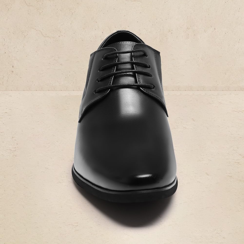 CHAMARIPA Elevator Shoes for Men | Invisible Height Increase Derby Oxford Dress Shoes in Black | Built-in System Adds 3.15 Inches/8cm | Formal Business Shoes | US 7.5-12.5