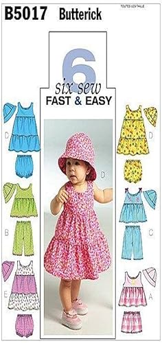 BUTTERICK PATTERNS B5017 Camiseta, Vestido, Bragas, Pantalones Cortos, Pantalones y Sombrero