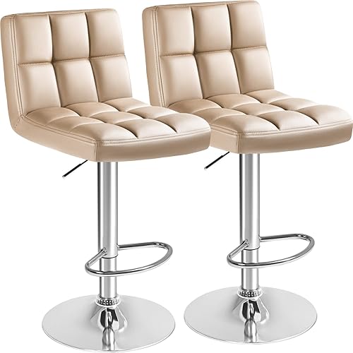 Vista 20 de Furmax Taburetes de bar con reposabrazos, taburete de bar hidráulico ajustable giratorio de piel sintética, base XL y asiento cuadrado de altura