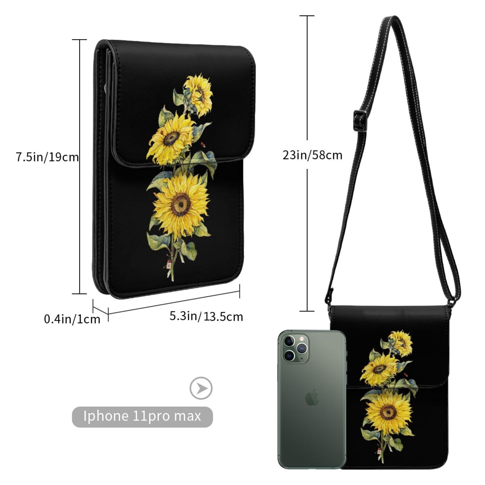 Amazon.co.jp: スマホバッグ ひまわり柄 花柄 レザー ポシェット 携帯