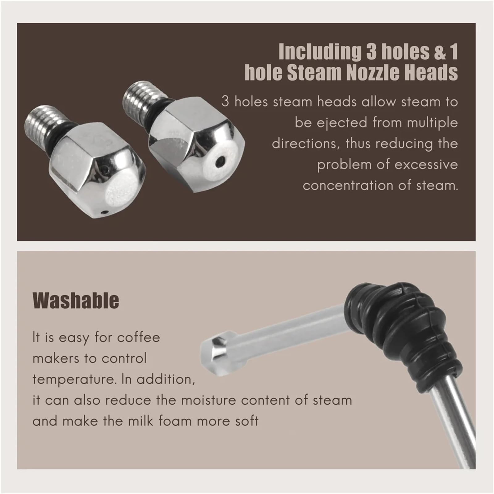 Punta Vapore con Ugello 3 Fori,Compatibile for Delonghi,