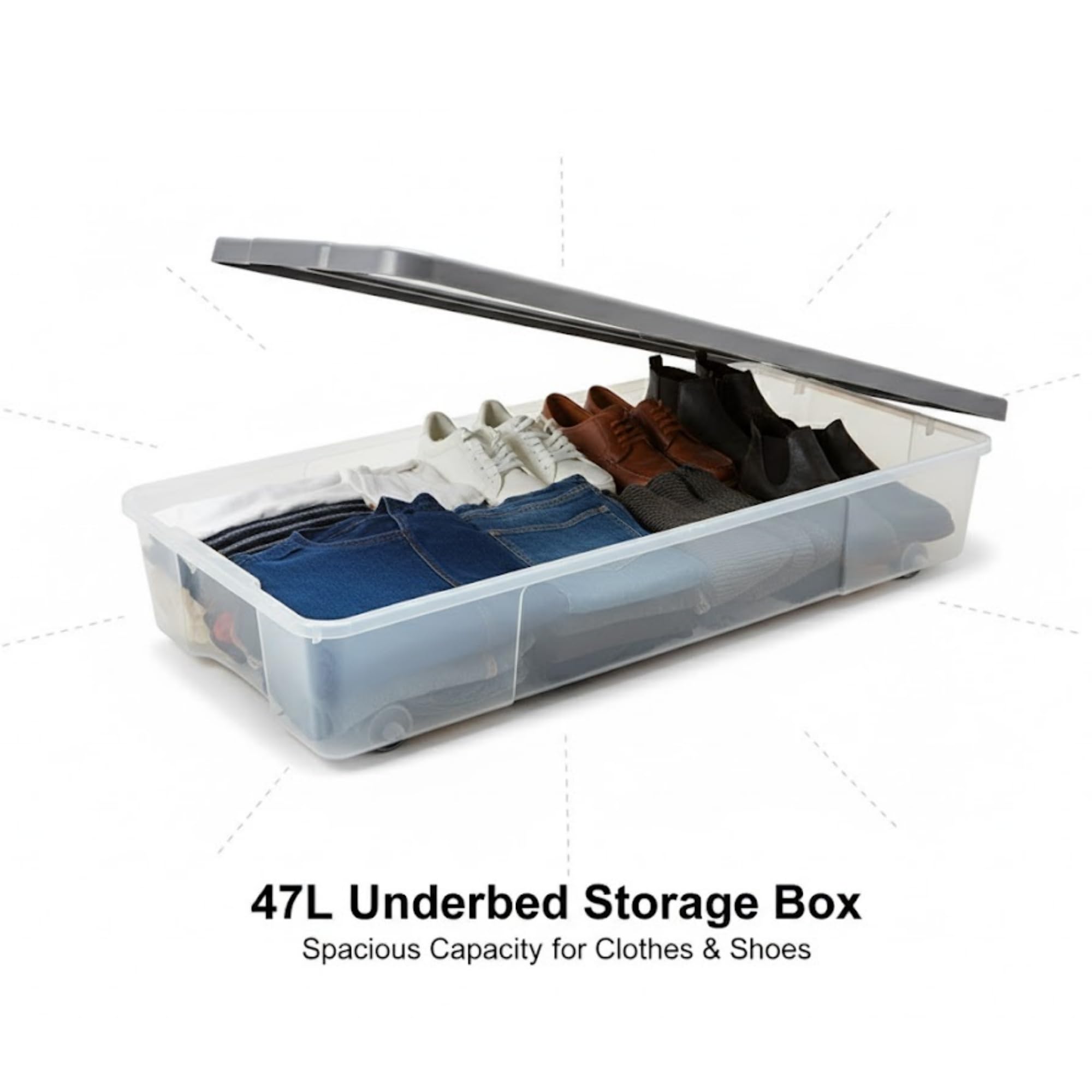 GILLAS Under-Bed Storage Box With Wheels And Lids, Sturdy Plastic Storage Organizer Cabinet - View #9