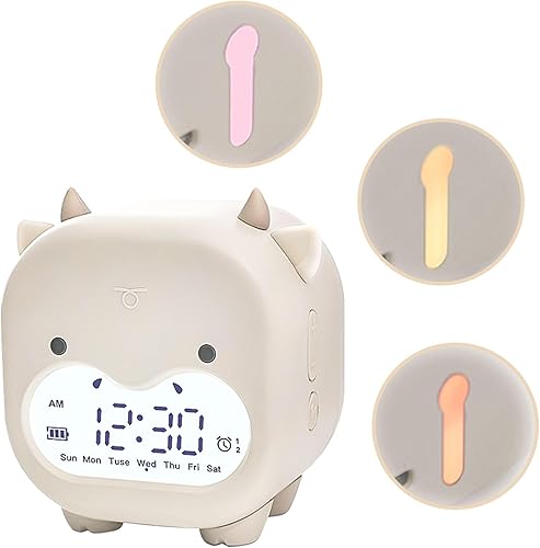 DLUUU Reloj despertador para niños para dormitorios, reloj despertador fuerte para personas que duermen pesadas, bonito reloj de noche para niños,