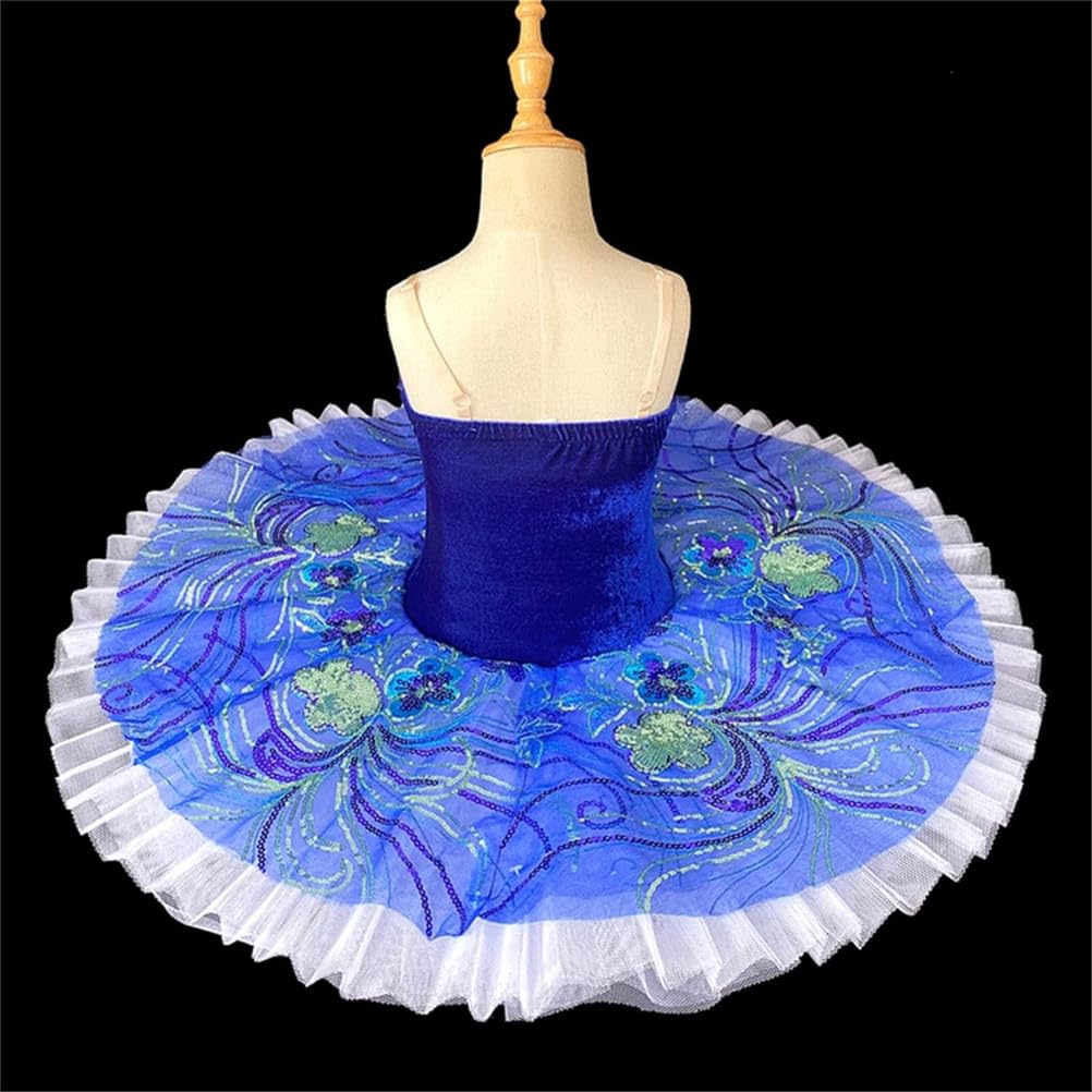 Scintillante Balletto Body per Ragazze Bambini Abbigliamento Danza con Gonna Ballerina da Sala da Ballo tutù Vestito Ricamo Floreale Ginnastica Pattinaggio Danza Vestito