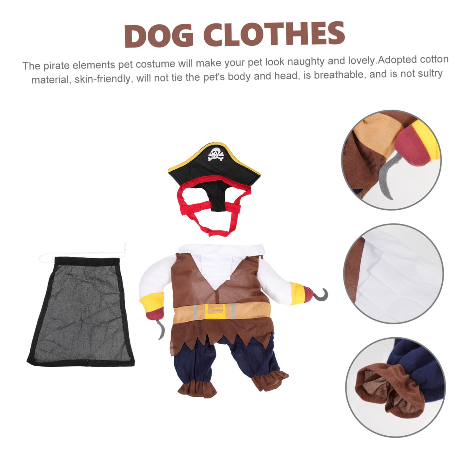 HEMOTON 5 Set Costume Pirata per Cosplay Pet con Cappello da Cucciolo Abbigliamento Comodo per Feste Halloween e Speciali Xl