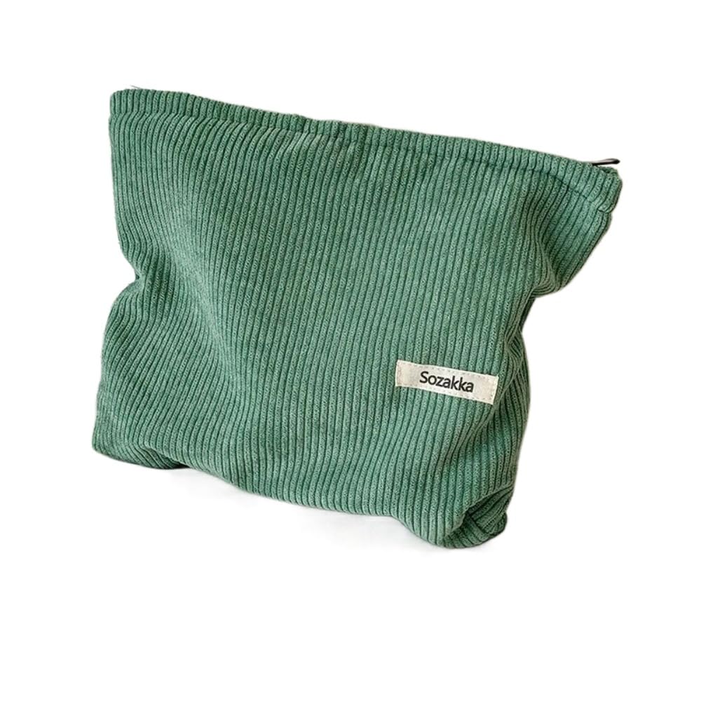 Corduroy Cosmetic Organizer Structured Canvas-Lined Travel Makeup Bag with Zipper Closure
