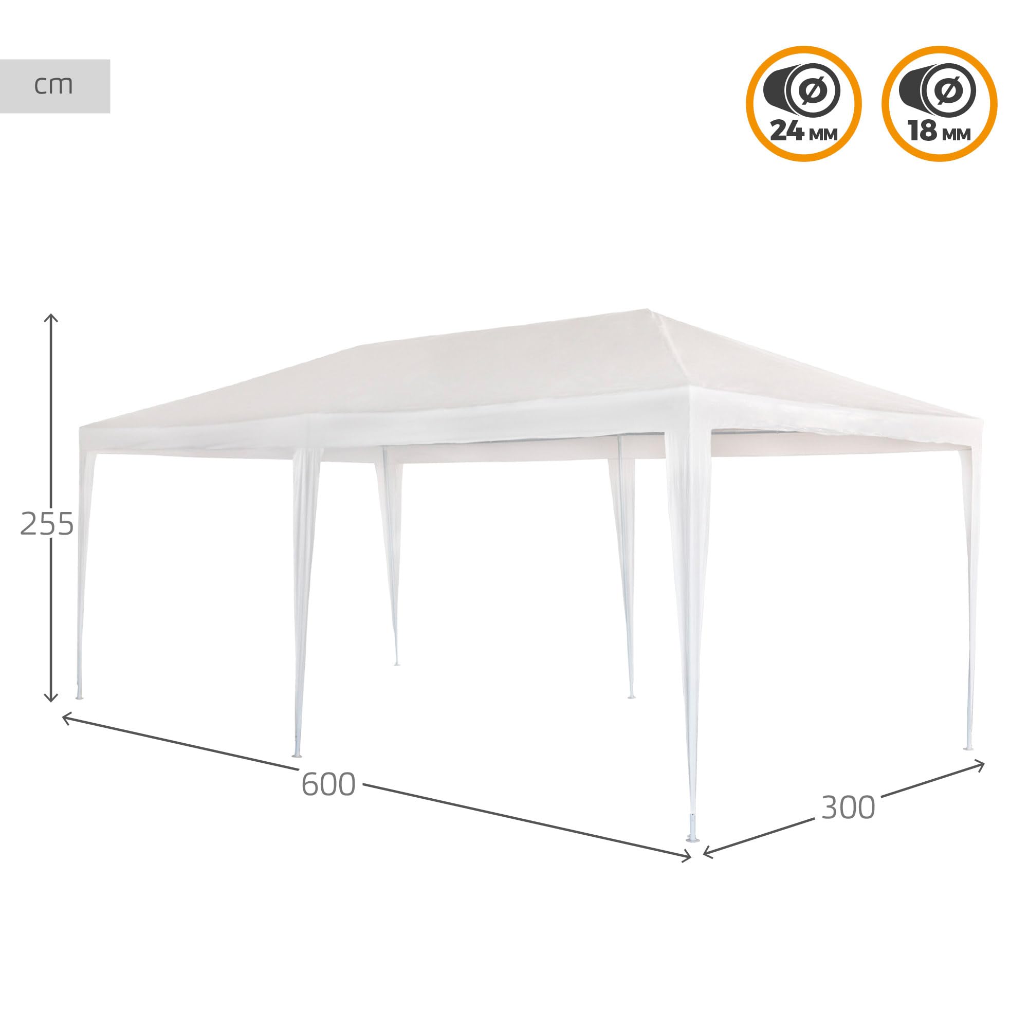 AKTIVE Garden 53992 - Cenador de Plástico Blanco 300 x 600 x 255 cm con Tubos de Acero