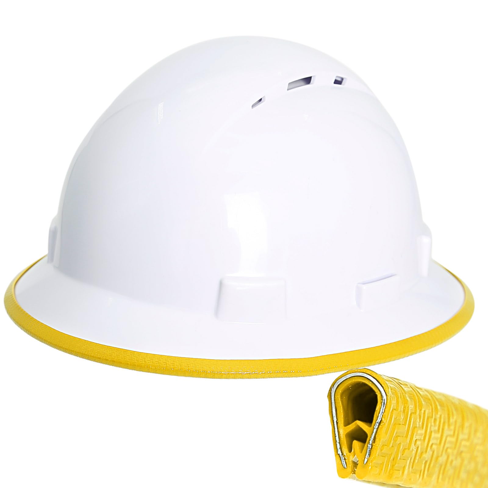 Aolamegs Hard Hat Brim Guard with Steel Core-Universal Full Brim Hard Hat Accessories,Clip on Impact-Resistant Edge Protector for Carbon Fiber &