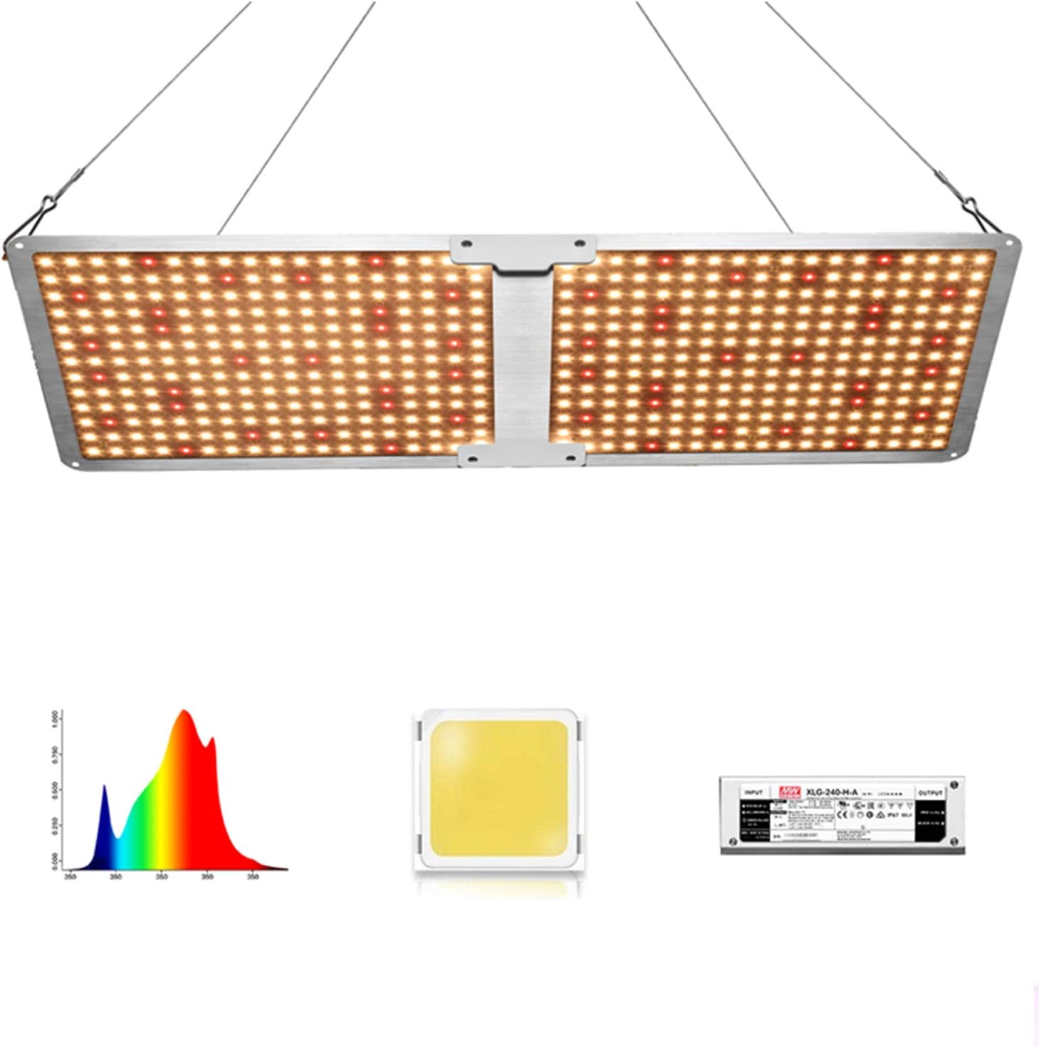 LED Grow Light TS-2000-B, Plant Light for Indoor Plants with LM301B Diodes & Dimmable MeanWell Driver for a 2x4ft to 3x4ft Footprint