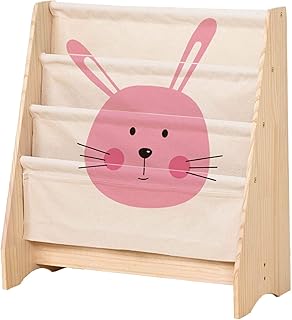 NLIAN- Estante De Almacenamiento De Libros for Niños Blanco Y Azul con 3 Bolsillos De Almacenamiento Estantería De Madera for Niños Estantería for Muebles De Dormitorio for Niños (Color : A)