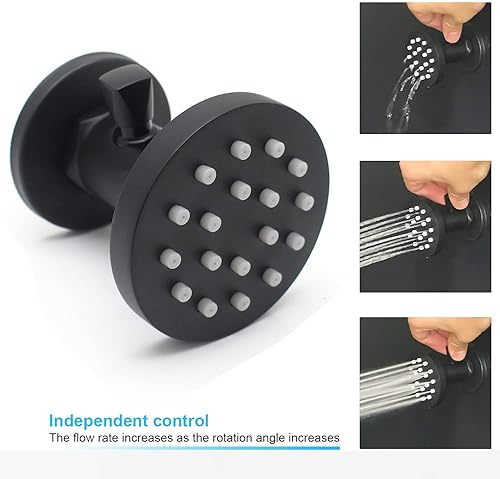 Miniatura 103 de Chorros de ducha cuadrados de oro cepillado con control de flujo y giratorio, chorros de masaje de agua ajustables de latón macizo, montaje en pared