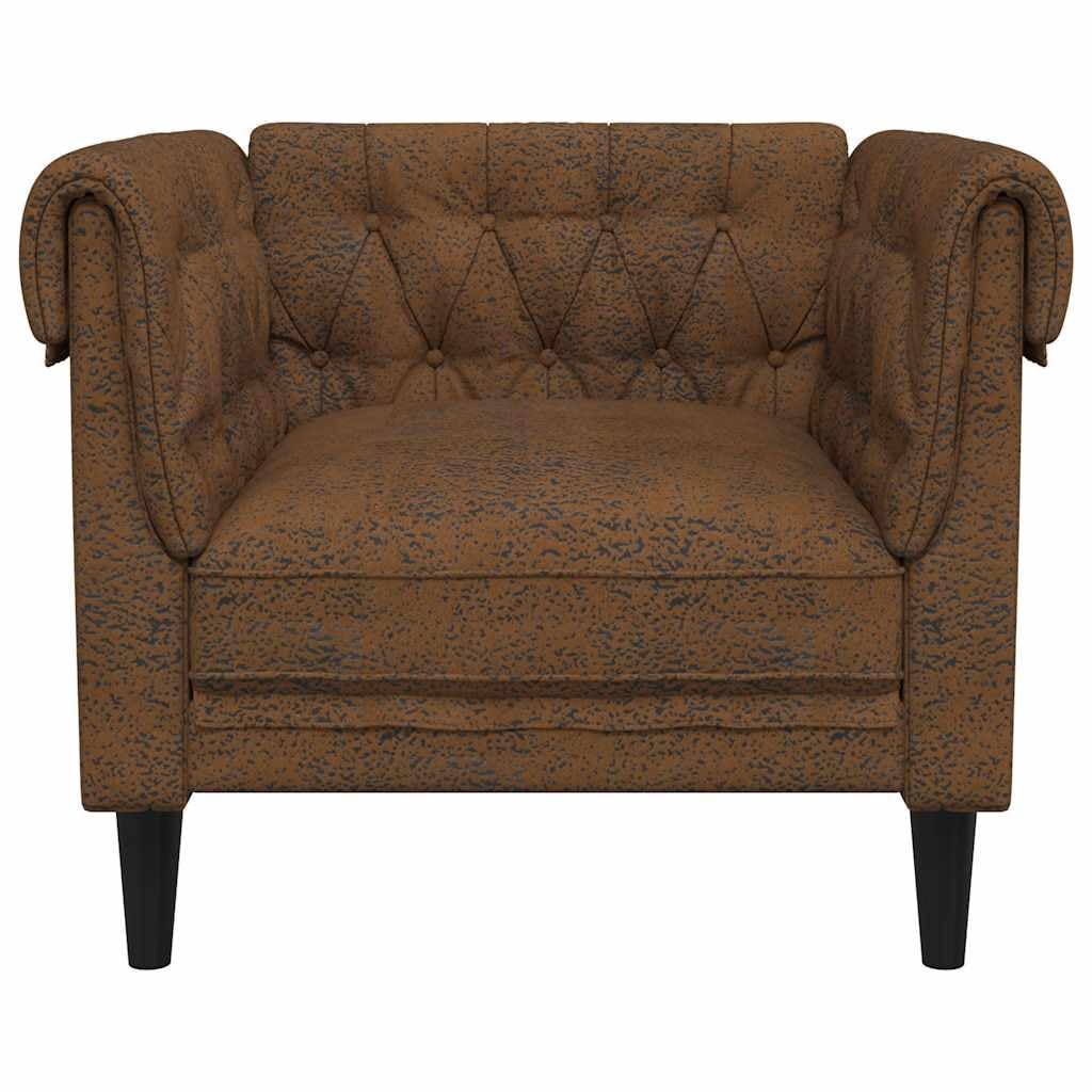 Sillón Chesterfield de Tela marrón,16.4kg-372546