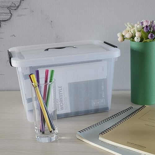 Miniatura 4 de Anbers 1 Pack Plastic Lidded Storage Box with Handle, 12 Quart Clear Latching Storage Bin