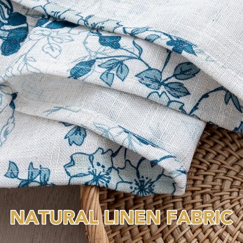 H.VERSAILTEX Linen Table Cloths Floral Printed Tablecloth Spill-Proof Waterproof Table Cover for Dining Buffet Feature Soft and Thick Fabric Wrinkle Free, 60 x 60 Inch, Retro Floral - Stone Blue by H.VERSAILTEX - Used condition - Image 3