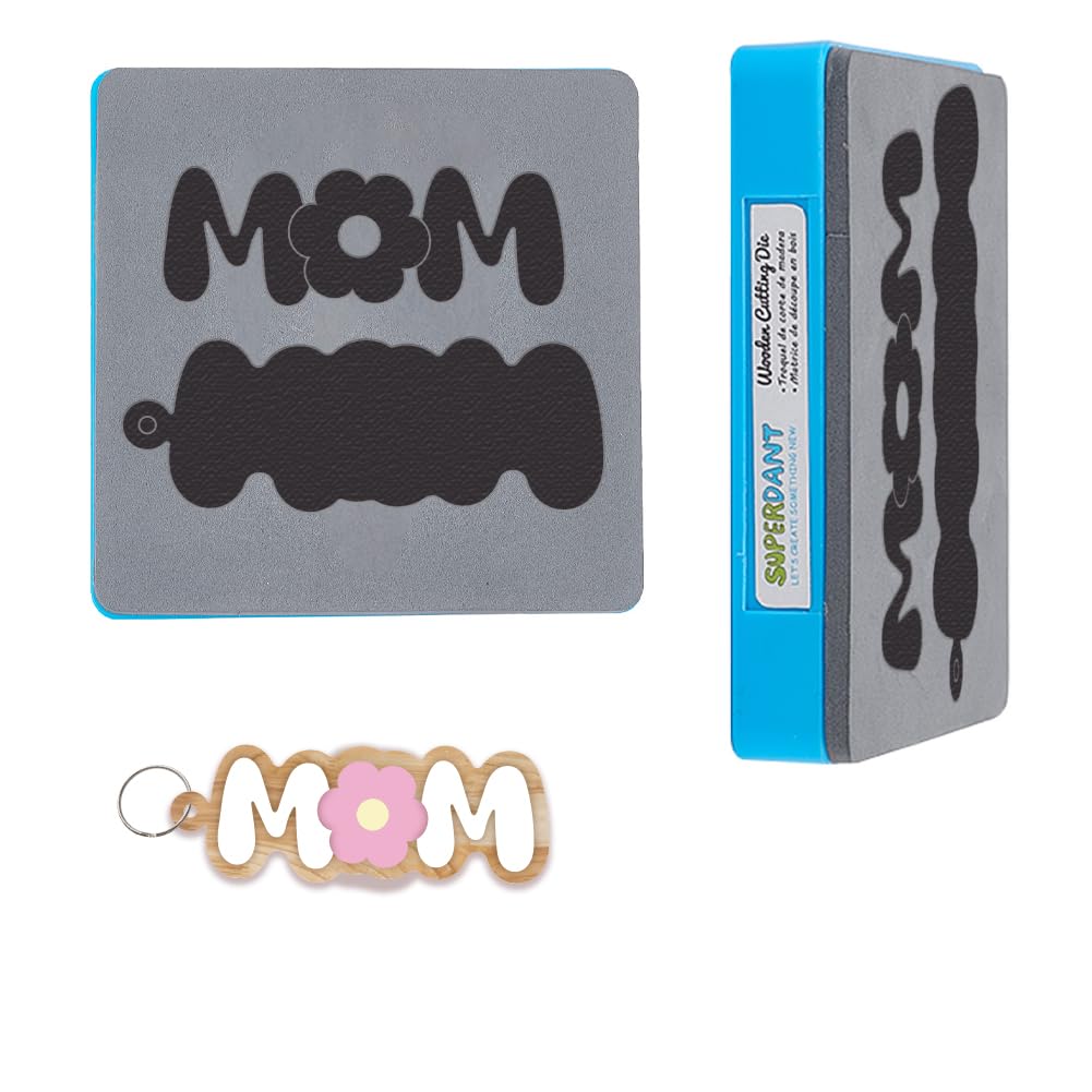 Superdant Matriz de corte para scrapbooking "Mamá y flor", llavero decorativo de madera, matriz de corte para cuero, artesanía, fabricación de cuero