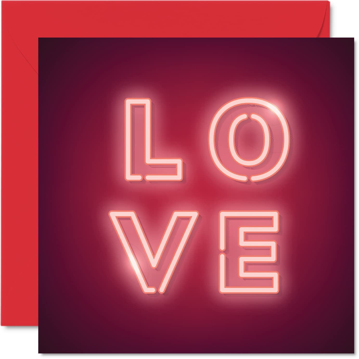 Stuff4 Neon-Leucht-Liebeskarte – Romantische Karte Für Ehepartner, Freund/in, Jubiläum & Valentinstag, 145x145 Mm