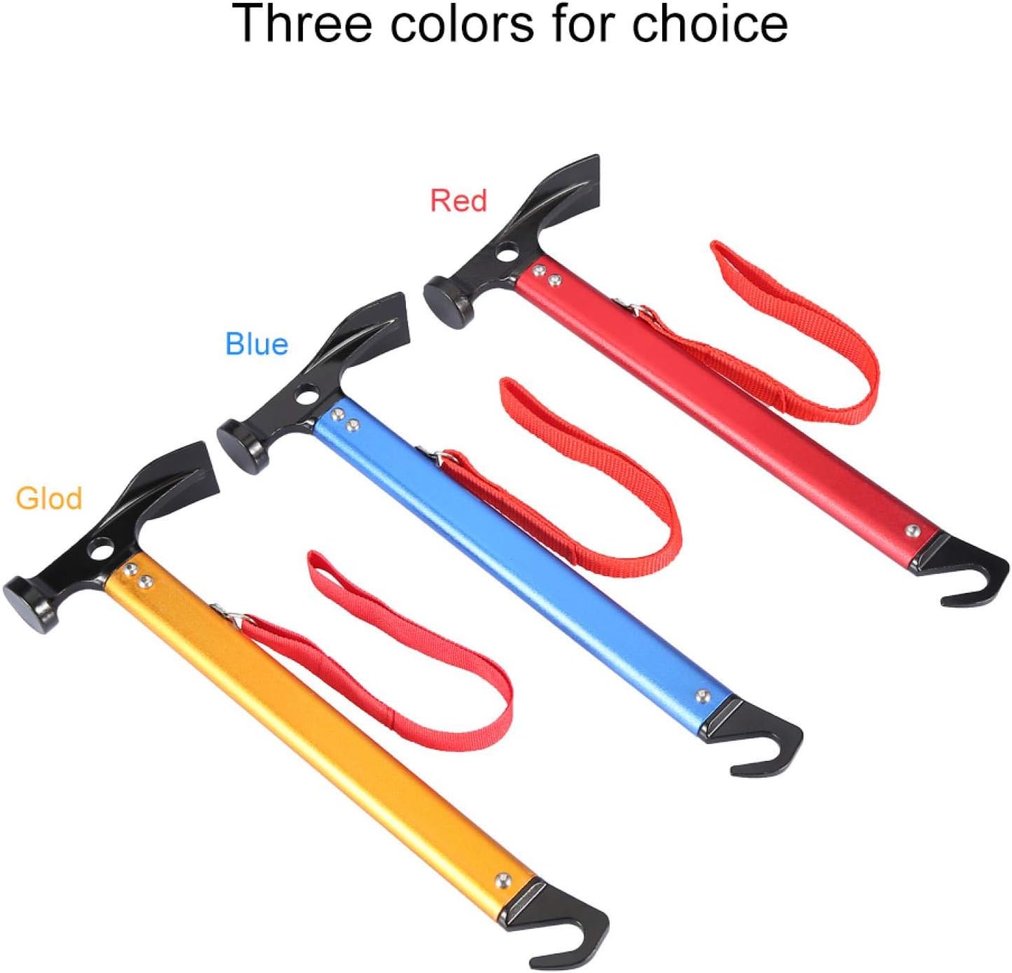 DAUERHAFT 3 Colors Tent Peg Puller,Portable Aluminium Alloy Handle