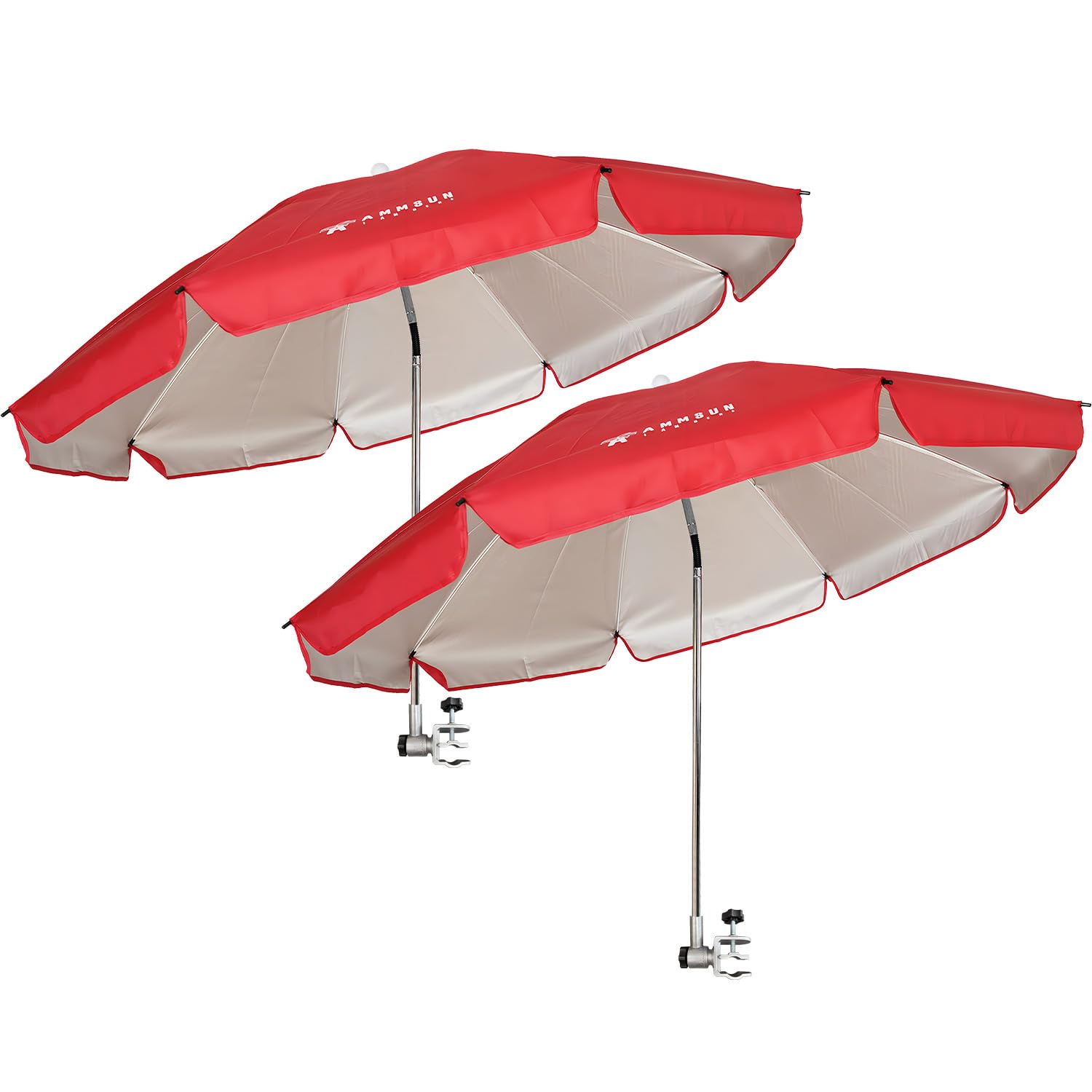 AMMSUN Chair Umbrella with Universal Clamp Adjustable 47 inches and 360° Swivel & UPF 50+ Protection Portable Sun Umbrella, Secure Clip on Camping/Beach Chairs, Stroller, Wheelchair, Golf cart