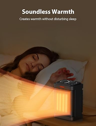 Miniatura 6 de Calentador de espacio de 1000 W700 W, pequeño calentador de espacio de cerámica con termostato, mini calentador eléctrico portátil con calor de