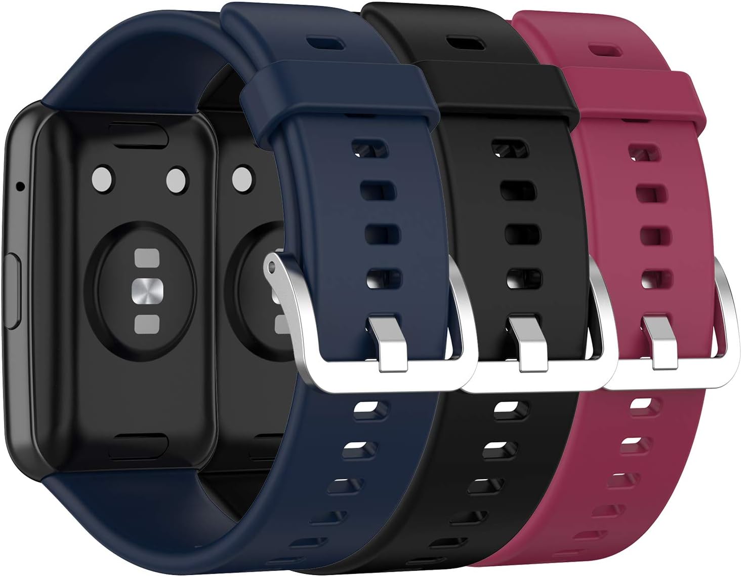 TenCloud Bands Compatible with Huawei Watch Fit Smartwatch Men Women Wristband for Watch Fit Band (Black+Wine Red+Nave Blue)