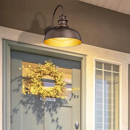 Miniatura 3 de Bestshared Lámpara de granero de cuello de cisne de 14 pulgadas, cúpula de granja, lámpara de montaje en pared exterior, aplique de pared al aire