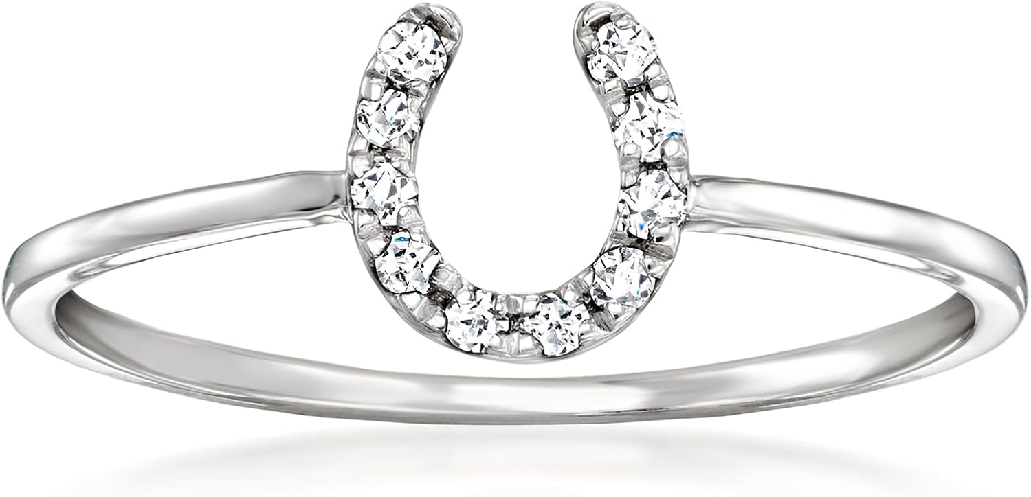 Pure Collection by Ross-Simons 0.10 ct. t.w. Diamond Horseshoe Ring in Sterling Silver
