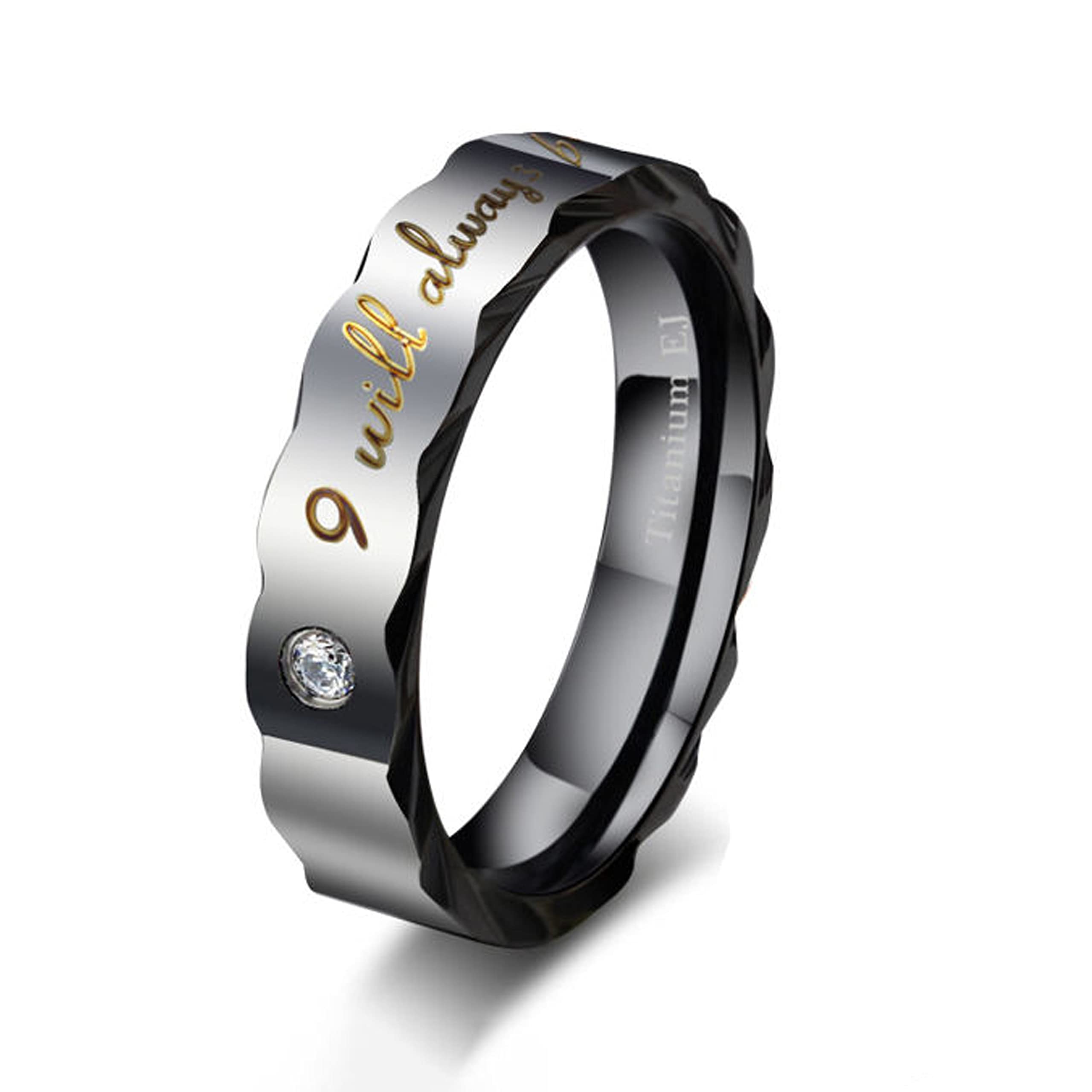 Black Boy And Girl Promise Rings Fashion FrillSilver Ring For Boys - Main Image