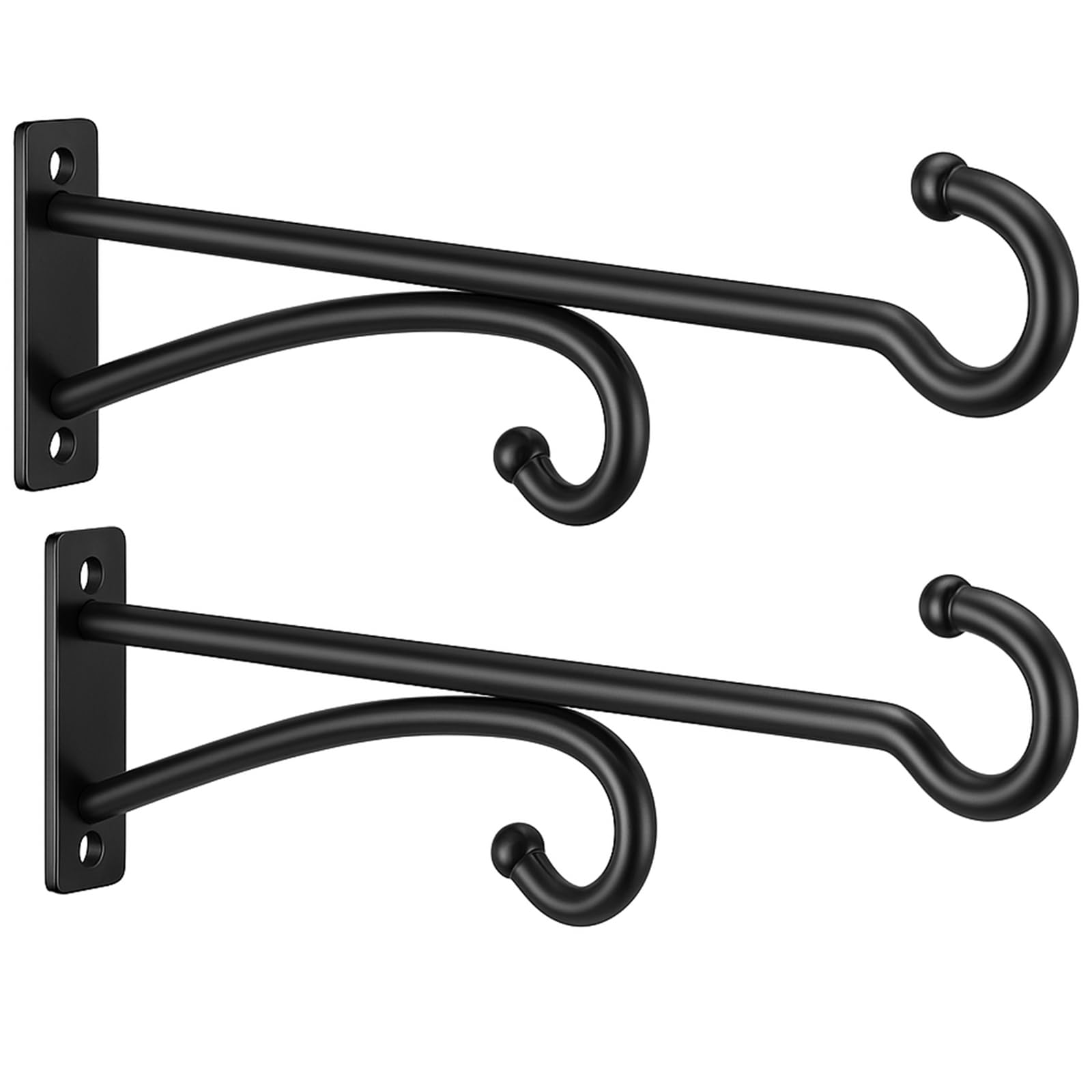 2 Pcs 15cm (6 Inches) Planter Hooks for Hanging Plants - Plant Hanger Hook Indoor Outdoor, Plant Wall Hooks, Brackets for Hanging Plants, Baskets, Wind Chime, Bird Feeder, Bird House (Black, Metal) — view 10