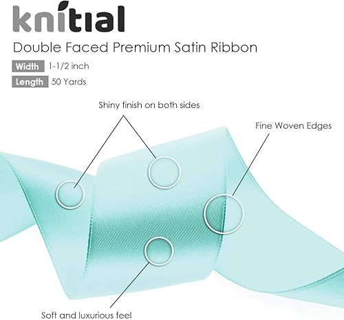 Miniatura 3 de Cinta de satén azul bebé de 1-12 pulgadas x 50 yardas, doble cara para envolver regalos y manualidades