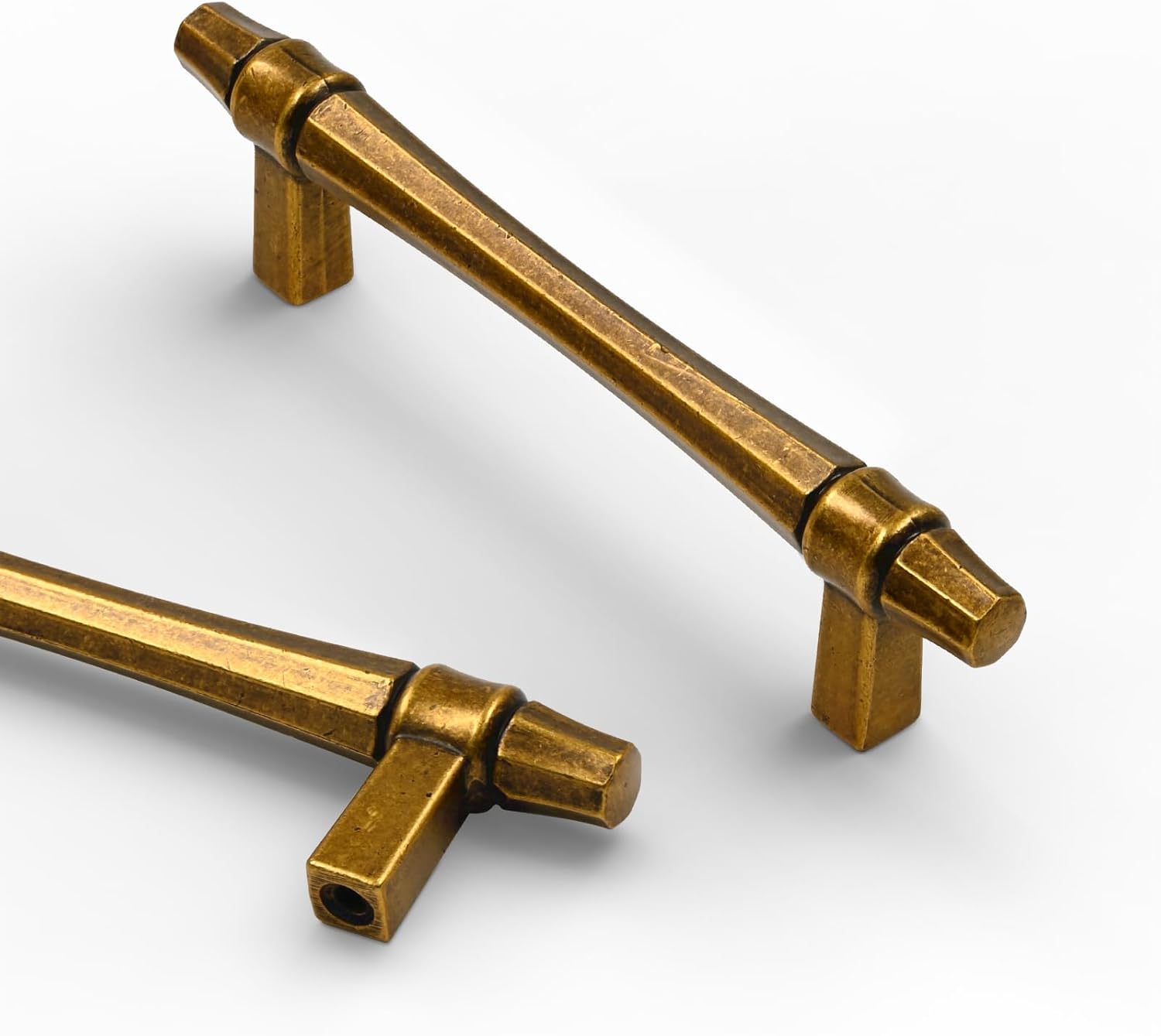 Asidrama 10 Pack 3.75 Inch(96mm) Antique Brass Kitchen Cabinet Handles, Cabinet Pulls Kitchen Cabinet Hardware for Cupboard Drawer Pulls