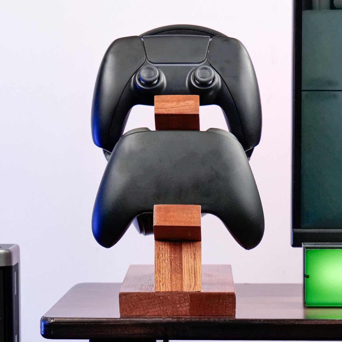 Alipis Soporte para Auriculares y Controlador de Juegos Marrón de Madera Portátil Diseño Simple para Exhibición y Almacenamiento en Área de Entretenimiento Gaming