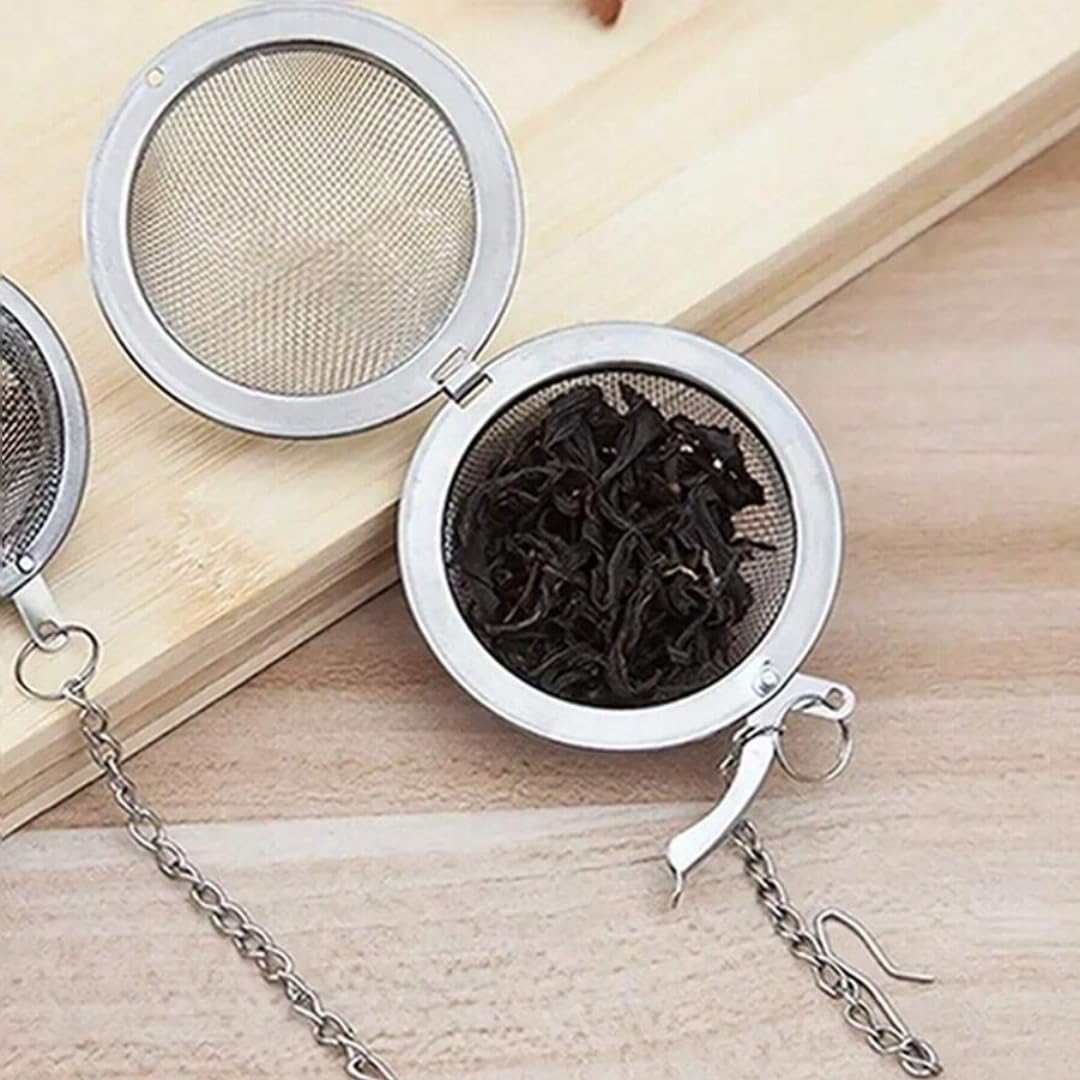 PARENCE.- Set de 2 Bolitas de Té de Acero Inoxidable - Infusor de Té de Acero Inoxidable con Cadena | Filtros de té, infusiones, especias, hierbas, infusiones caseras | Reutilizable, fácil de limpiar