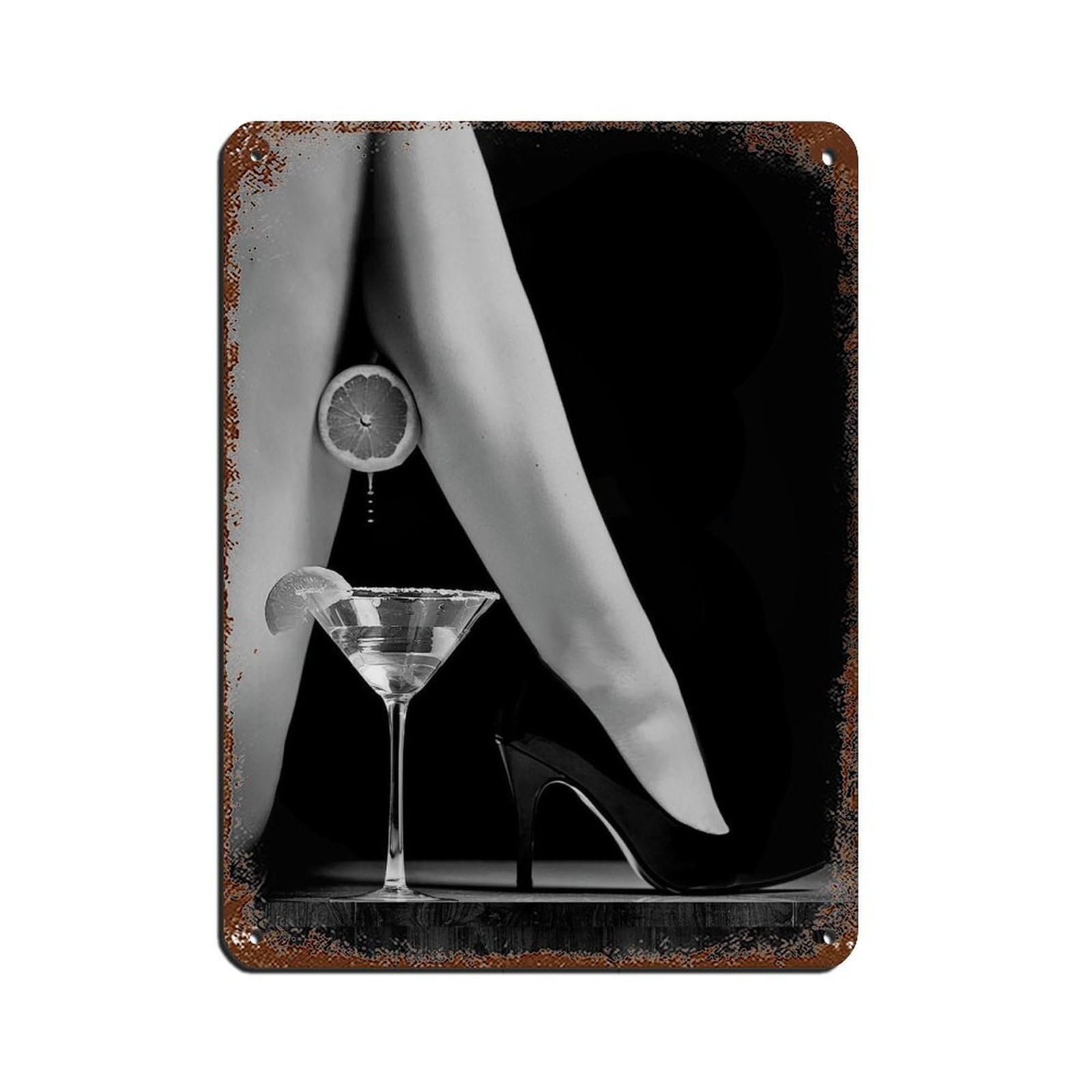 Sexy Legs Squeeze Lemon In Martini Poster Tin Sign Vintage Metal Pub Club Cafe Bar Home Wall Art Decoration Poster Retro 12x16inch(30x40cm)