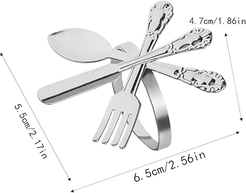 Miniatura 2 de Juego de 6 servilleteros, tenedor, cuchillo y cuchara, servilletas, anillos, servilletas de papel, servilletero, servilletero, hebilla para hotel