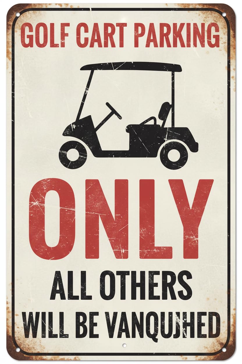Vintage Metal Tin Sign Pub Metal Signs Farm Cafe Golf Cart Parking Only Wall Decor Decoration Tin Sign 8X12 Inches Custom Private Property Signs Outdoor