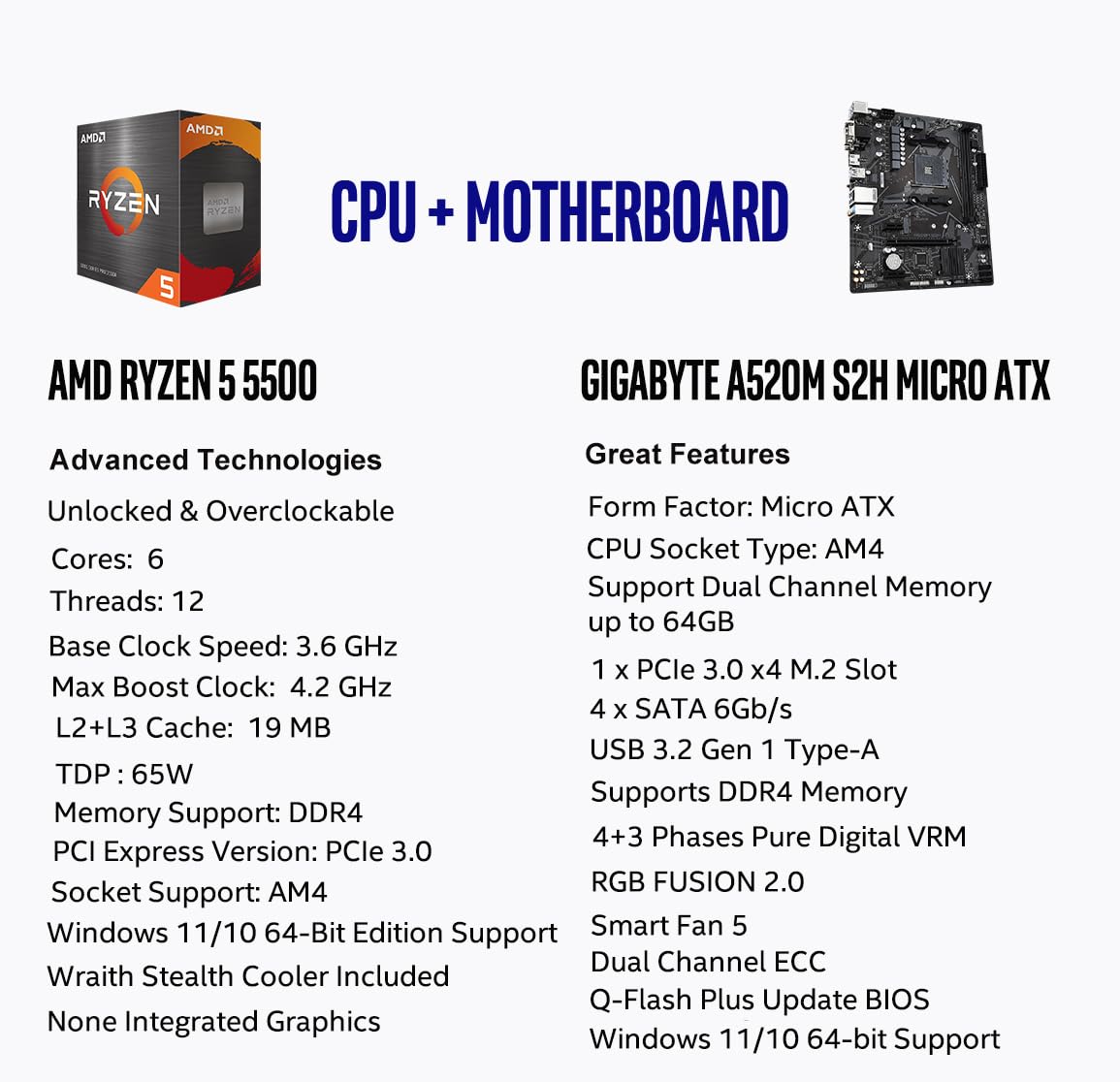 Amazon.com: Micro Center AMD Ryzen 5 5500 Desktop Processor with