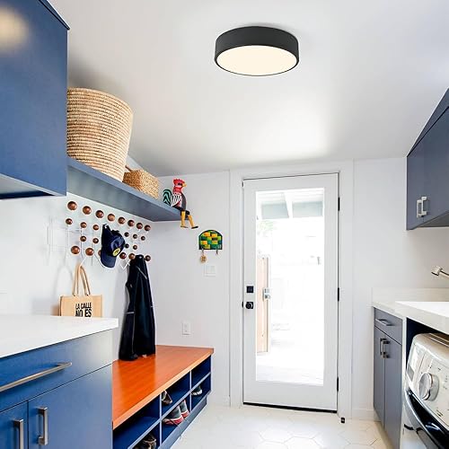 Miniatura 4 de erpymi Moderna lámpara de techo negra empotrada, 2 luces, lámpara de techo redonda, lámpara de techo minimalista, lámpara de iluminación acrílica