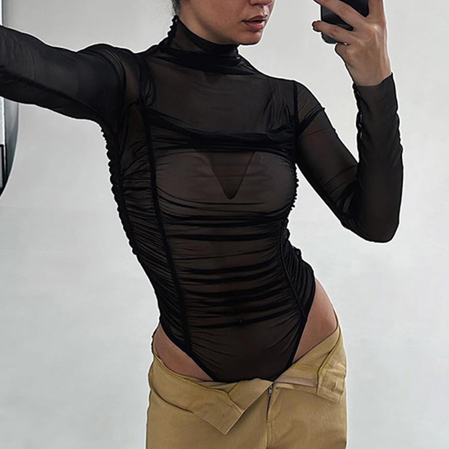 Size small We The Free Women Bodysuit Long Sleeve High Neck Mesh Bodysuit One Piece Top