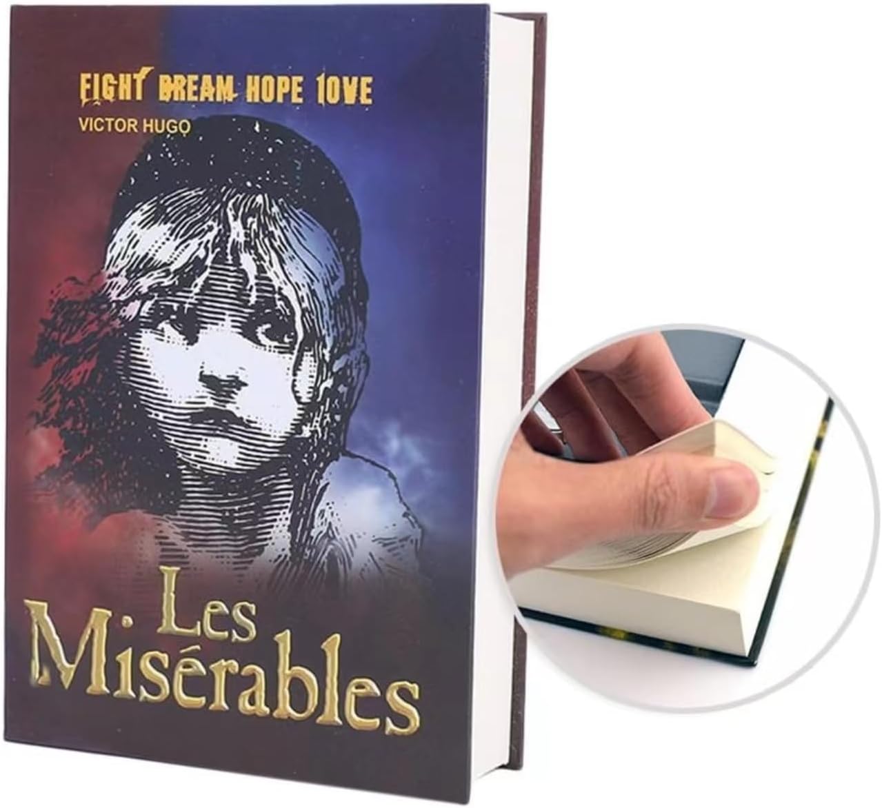 Real Pages Diversion Book Safe with Key Lock,Hollow with Secret Compartment,Anti Theft Safe (LesMiserables)