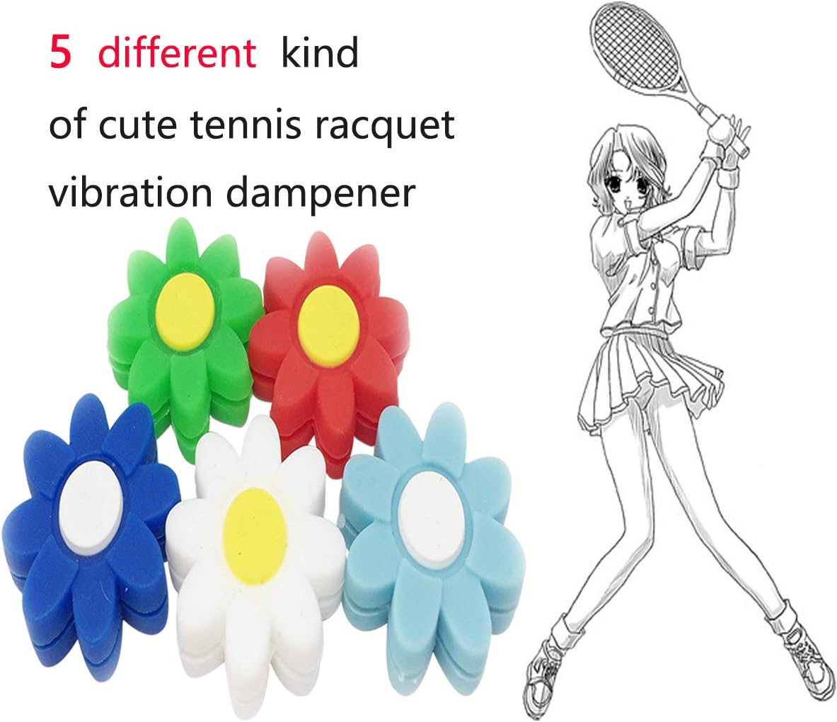 Edostree Tennis Racquet Vibration Dampener,with Premium Quality,User Friendly for The Tennis Players More Professional (Sunflower Flower(5pcs)) : Sports & Outdoors