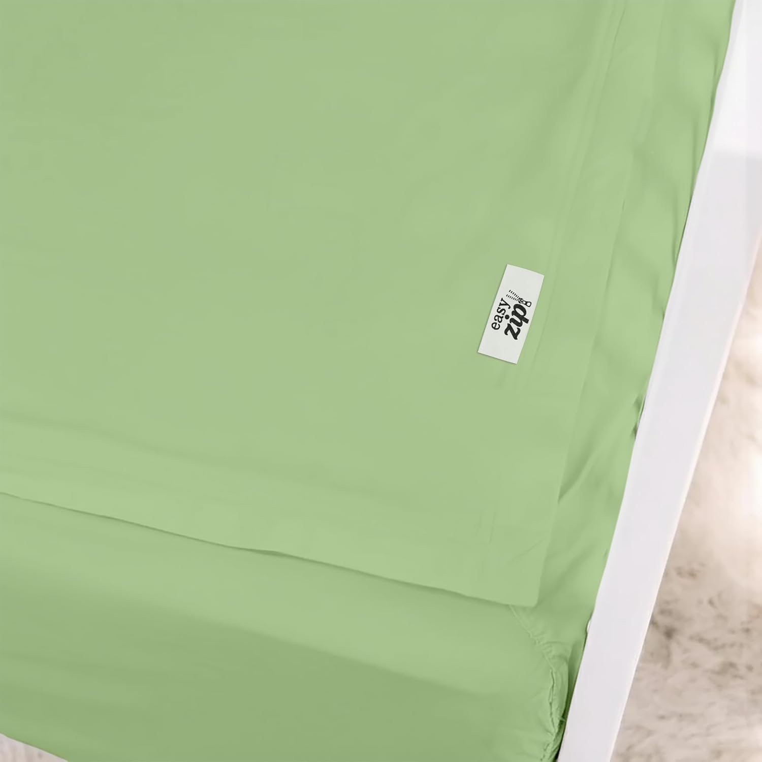 Soft Cotton Zip-On Crib Fitted Sheet – 2 Zipper-On Top Sheets + 1 Fitted Base, Luxury Baby Bedding Set, Easy Change Zipper Sheets - Standard (28x52 Inches) | Sage Green