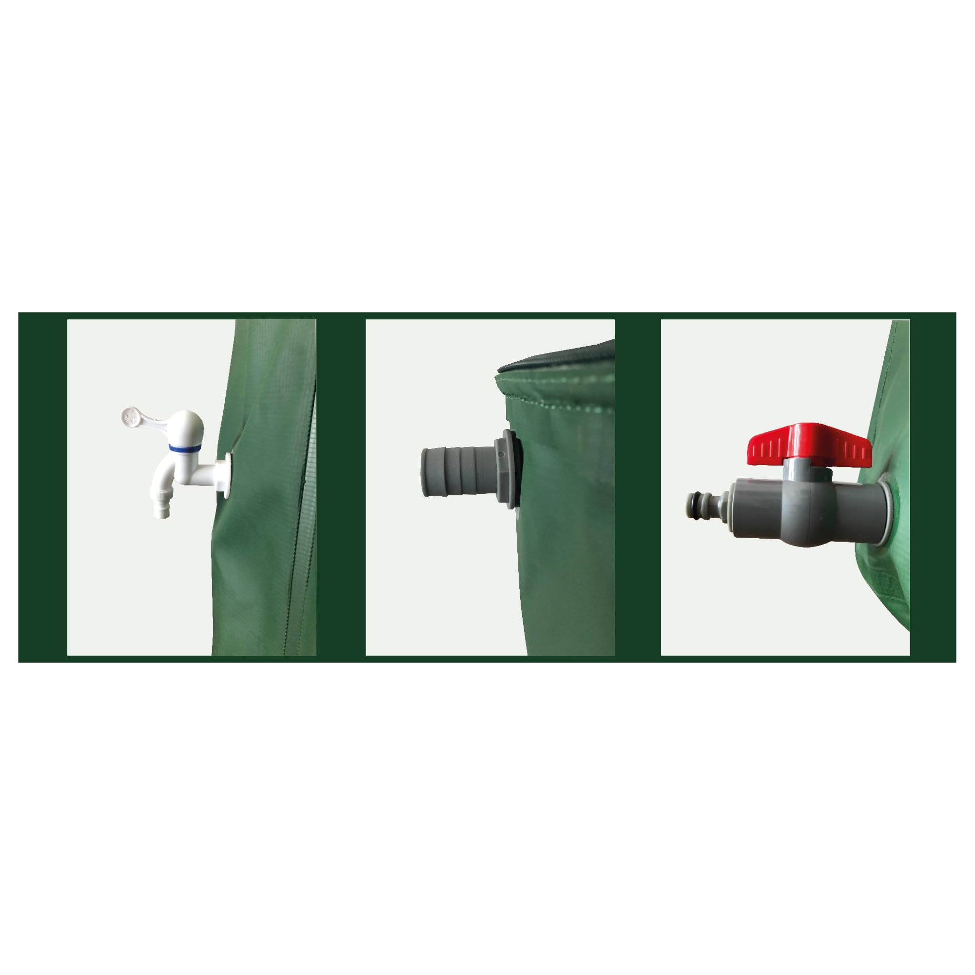 S&M 590344 – Depósito recuperador de Agua de Lluvia 200 L | Plegable, de PVC de Alta Resistencia Color Verde | con Grifo, válvula para mangueras, Salida antidesbordamiento y Filtro antihojas
