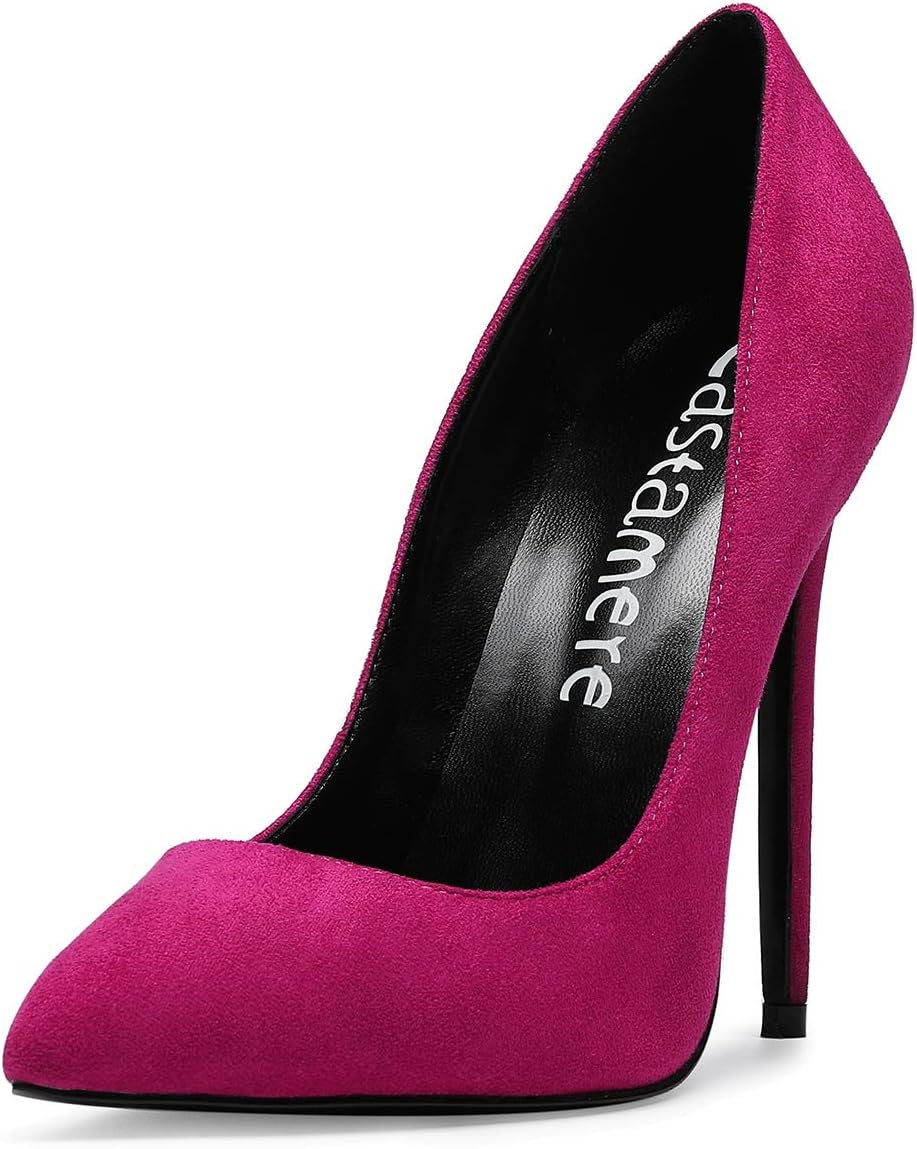 Castamere Womens High Heel Pumps Slip-on Pointy-Toe Elegant Stilettos Comfort Sexy Heel Shoes 4.7Inch Heels Black Lining