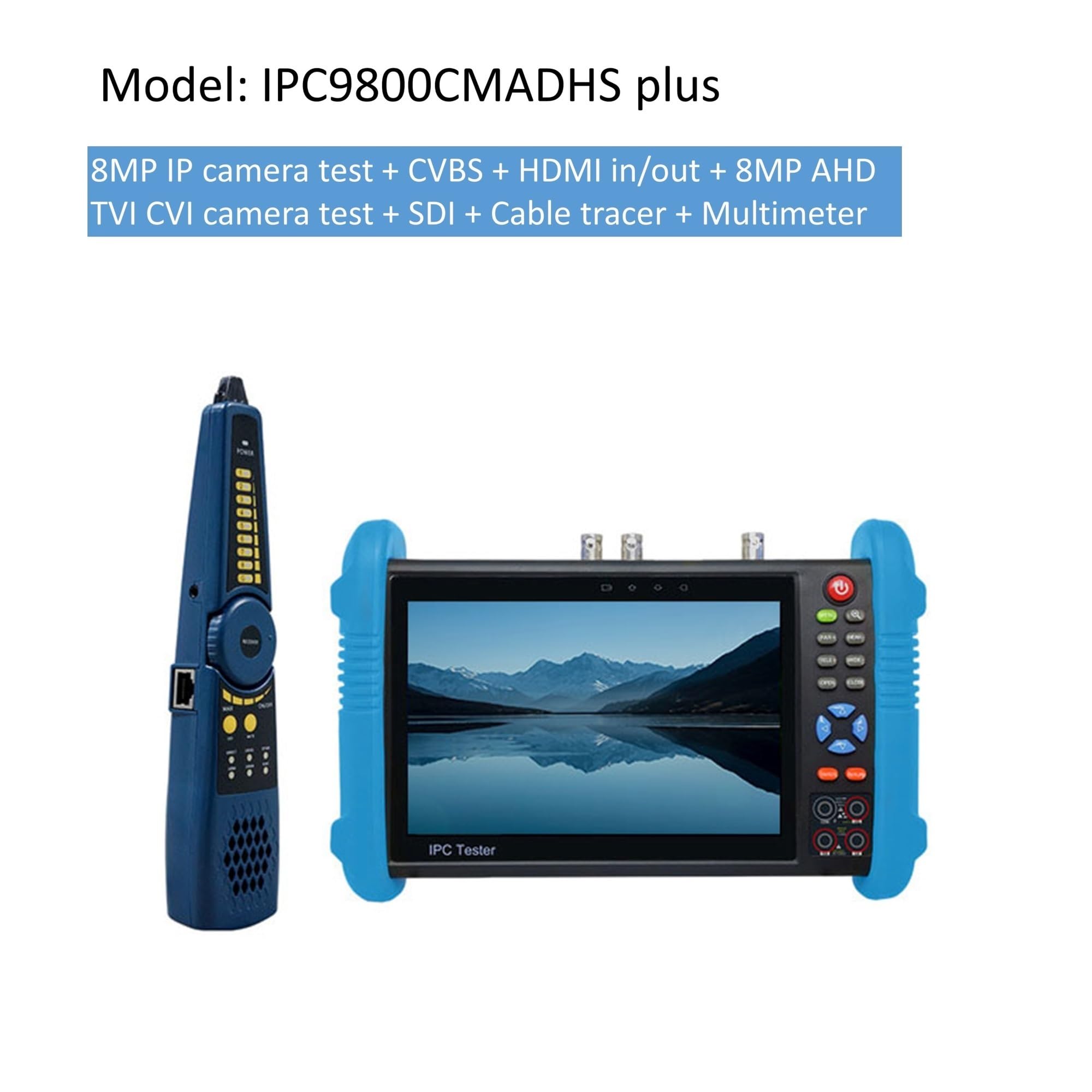 Tester CCTV, IPC9800 4K 8MP CVI TVI AHD SDI | Z Analogowy tester kamery IP Wielofunkcyjne profesjonalne narzędzie testowe Monitor testera do testowania kamer CCTV i IP.