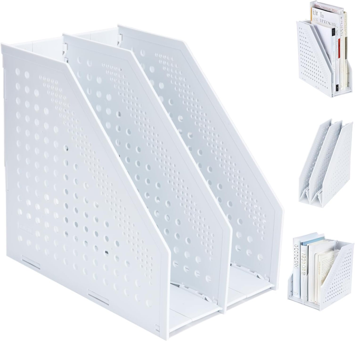 Neateam Porte-revues avec poignée en bambou, porte-revues pour table basse, salon, bureau de réception