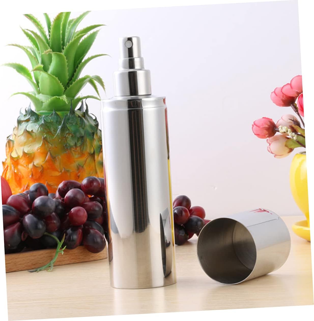 STOBAZA 250ml Stainless Steel Oil Spray Bottle Olive Pump Sprayer for Barbecue and Cooking Kitchen Oil Dispenser Adjustable Nozzle